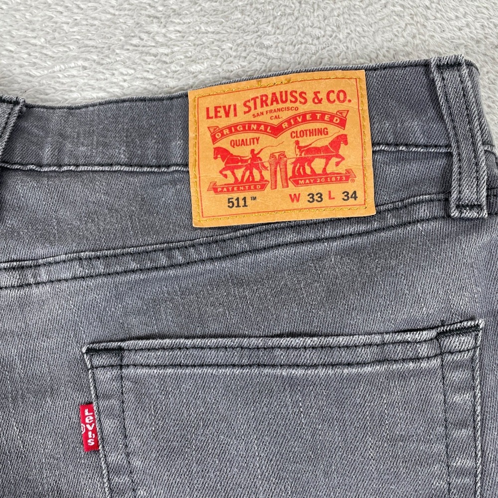 Levis 511 Slim Jeans Mens 33x34 Gray Stretch Denim Waterless Modern Casual - Picture 7 of 12